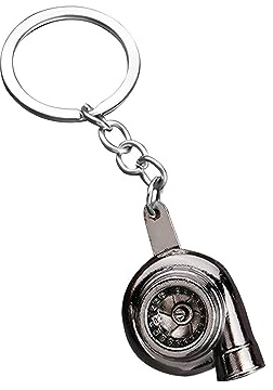JNNJ Kreativer Metall-Schlüsselanhänger mit Turbolader, Polierter Autoschlüsselanhänger Turbo für Dekoration, Hülse Turbine Spinnerei Coole Auto Schlüsselbund（Schwarz）