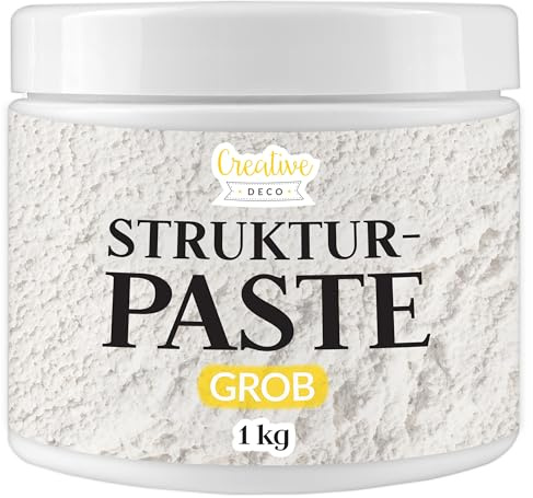 Creative Deco Pasta Estructural de Grano Grueso 1 kg | Pasta Blanca para Proyectos Artísticos para Pintura Acrílica | Fácil de Usar con Espátula para Crear Efectos 3D, Estructuras, Texturas
