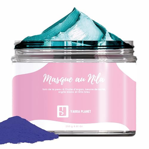 Yarra Planet Nila Maske blau Fleckschutz Maske Nila Royal Blau Gesicht Gesichtsmaske Damen weißer Ton Kaolin und Nila Puder blau aufhellend aus Marokko Ton Gesicht Nila blau