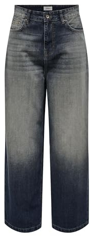 ONLY Damen ONLDEMI MW Wide Tint DNM TAI Hose, Dark Blue Denim, 33W x 32L