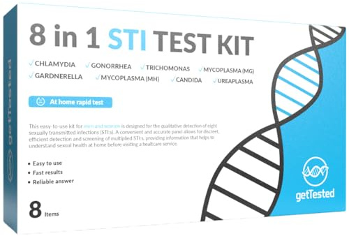 GetTested 8‑in‑1 STI Test Kit – At‑Home STD Screening for Chlamydia, Gonorrhoea, Mycoplasma, Ureaplasma, Candida, Trichomonas & Gardnerella – Private Results in 15 Minutes
