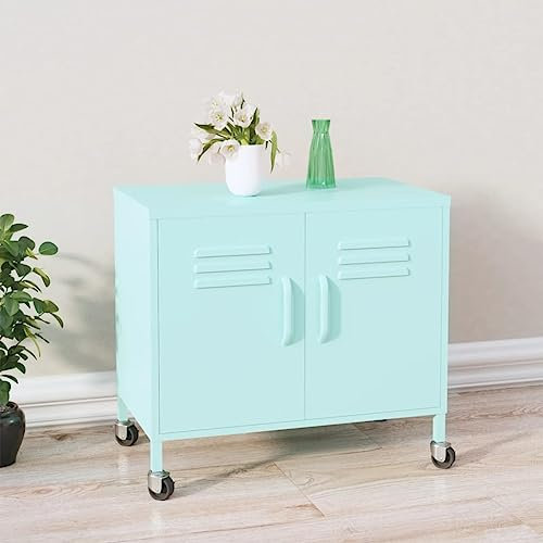 THOYTOUI Lagerschrank, Werkstattschrank Vorratsschrank Stahlschrank Werkzeugschrank Geeignet für Büro Supermärkte Lagerhaus Garagen Mintgrün 60x35x56 cm Stahl