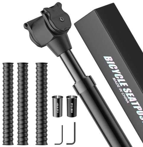 Wothfav Sattelstütze Gefedert,Langlebige Sattelstütze mit 3 Federn, Aluminium Sattelstütze mit 27.2, 30.9 und 31.6 mm Durchmesser,Lastbereich bis zu 120 kg,Für alle Fahrradtypen,Seat Post