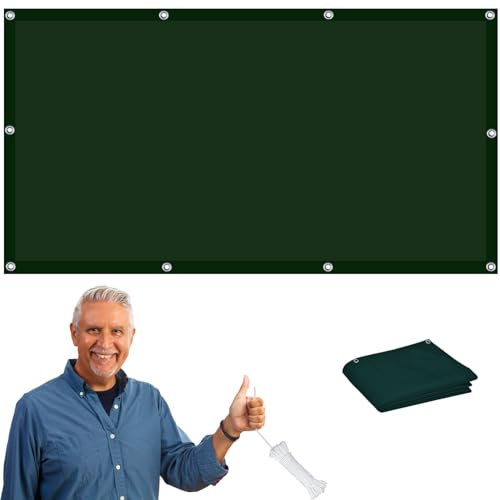 Quadratisch Sonnenschutz Markise 2.2 x 3.2 m Balkonverkleidung mit Seilen und Befestigungs Kit Geeignet für Balkone zur Beschattung, Dunkelgrün