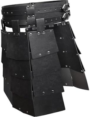 LOVIVER Mittelalterlicher breiter Gürtel aus PU- für Oberschenkelpanzer, Cosplay-Kostüm für Halloween und Clubwear, Schwarz