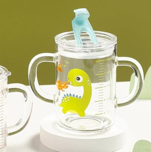 ITODA Tazza da bicchiere 250 ml Tazza da bicchiere di borosilicio resistente al calore Tazza da bicchiere trasparente con design a doppia maniglia per bevande di tè con succo di frutta e latte