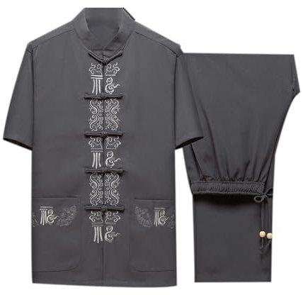 TREWQ Tang Anzug Kung Fu Uniform Chinese Traditionelle Tai Chi Qi Gong Kampfkunst Kleidung Dark Gray-M