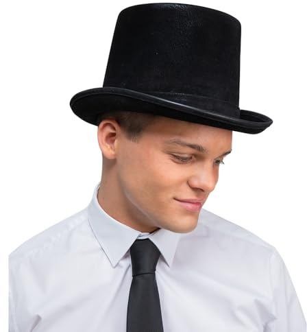 Wicked Costumes Deluxe Black Top Hat with Perfect Fit Liner Fancy Dress Accessory
