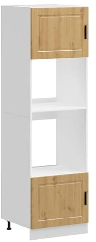 vidaXL oven cabinets - artisan oak engineered wood kitchen storage unit - 2 piece set 60x57x207 cm - modern space-saving design with adjustable feet