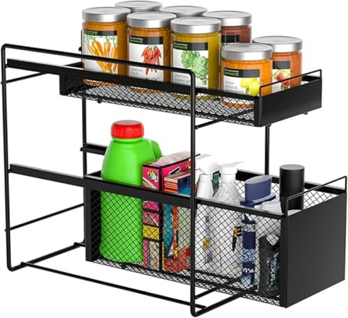 Aufbewahrungsregal unter der Spüle mit Schublade, für Küche, Badezimmer, Schlafzimmer, Schrank, Korb, Regal für Theke, Gewürzregal, platzsparende Lösung