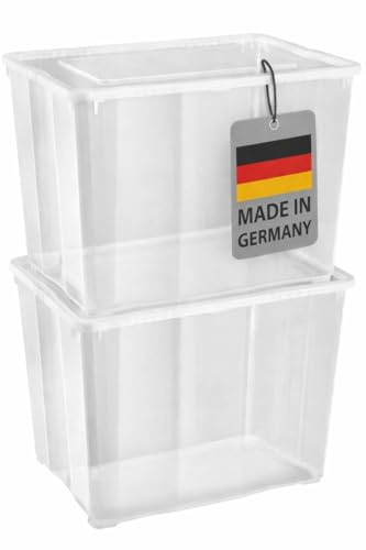 Gardissimo Aufbewahrungsbox mit Deckel 20 Liter, 2er Set, Kunststoff | Stapelboxen, Made in Germany, Klick-Verschluss