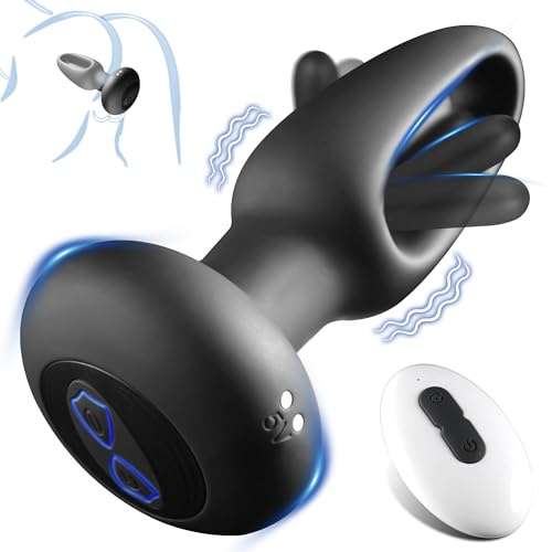 Tapón anal vibrador con aleteo y masajeador de próstata, tapón anal vibrador con 10 modos de aleteo y vibración, juguete de próstata masculino con control remoto, juguete sexual anal para adultos