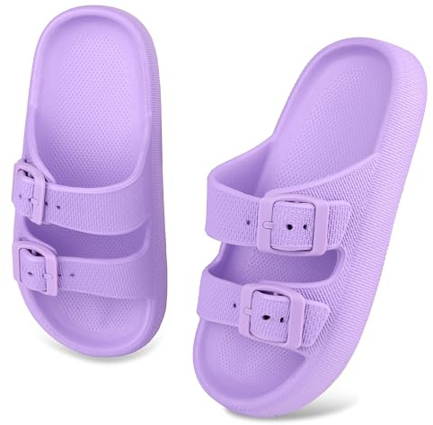 WYSFLY Kinder Cloud Slides Jungen Mädchen Einstellbare Doppelte Schnalle EVA Flache Sandalen Sommer-Kissen-Pantoffeln Dusche Strand Pool Schieber