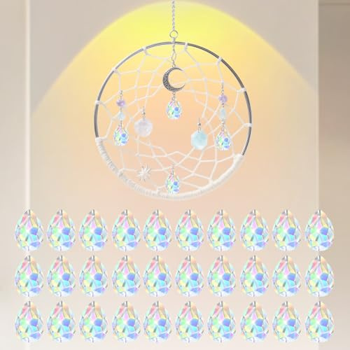 30 Stück Sonnenfänger Kristall Transparent Kristalle Zum Aufhängen Für Kronleuchter Anhänger Garten Hochzeit Fensterdeko 38mm