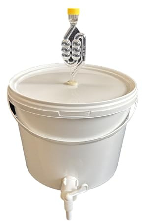 SILPLAST Contenitore completo per fermentazione da 10 l, set completo: secchio per ospiti con tubo di fermentazione e gomma di tenuta e rubinetto di scarico in plastica, secchio per birra o vino con