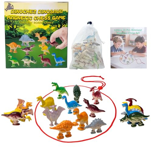 Magnetisk Dinosaurie, 20 PCS Dinosaurie med Magnetiska Pjäser, Portabelt Magnetiskt Bordsspel, för Familjefester och Resor, Pussel Magnetspel