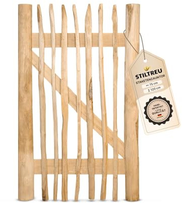 STILTREU Classic Staketenzaun-Tor aus Edelkastanie (Breite 75 cm x Höhe 120 cm)