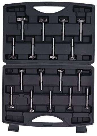 Gearwell Juego de Brocas Forstner, 17 Piezas Brocas para Perforar Madera de Acero al Carbono de 15-40 mm para Perforaciones de Bisagras de Puertas de Gabinetes y Orificios de