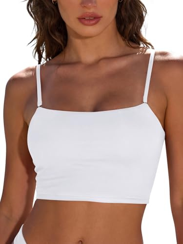 SHEKINI Bandeau Bikini Tops Padded Swimsuit Top with Removable Strap Push Up Swimwear Bathing Suit for Women UK Top Only