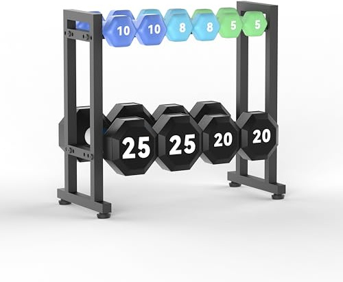 Dumbbell Rack, Weight Rack for Home Gym, 2-Tier 18 Inch Adjustable | 250LB Capacity Dumbbell Rack, Compact Home Gym Organizer for Dumbbells, Kettlebells, Weight Plates (Rack Only)