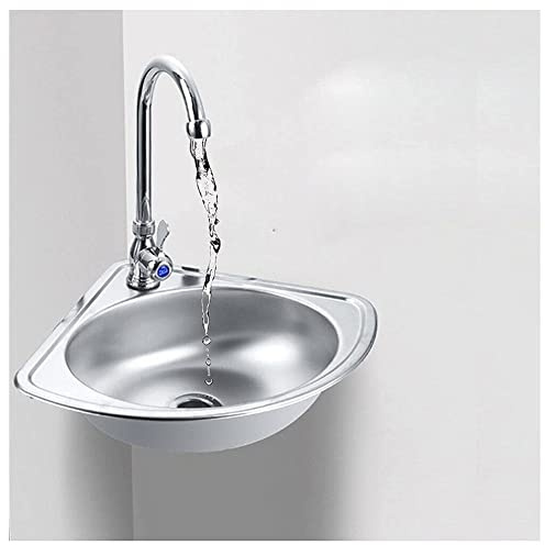 Kitchen Sink Unit Stainless Steel Single Bowl Wall-Mounted Corner Wash Basin Small Corner for Bathroom Lavatory