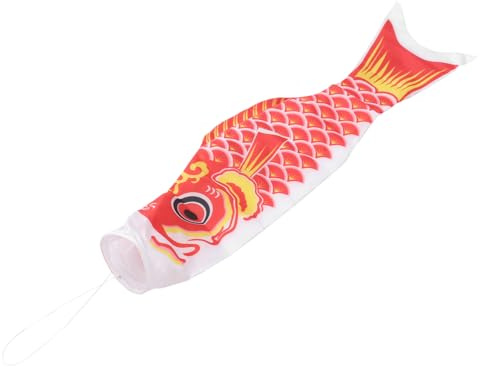 Alasum Manica Vento Koinobori Rossa in Poliestere da 70cm, Bandiera Giapponese della Carpa Pronta da Appendere per Decorazione Esterna