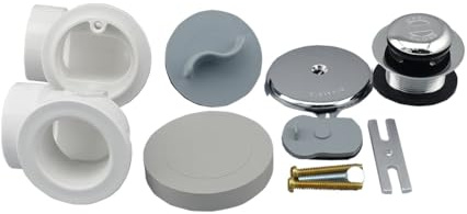 PROFLO PFWO352 1-1/2 Brass Toe Tap Tub Drain Kit - with Overflow - Chrome