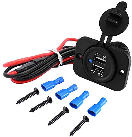 MMOBIEL USB Steckdose für Motorrad und Auto - KFZ Dual USB 12V / 24V Zigarettenanzünder Ladegerät Adapter - High Speed Charger für Auto, Motorrad, Marine, Wohnmobil, LKW usw