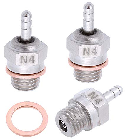 HobbyPark 70117 RC Medium Hot Glow Plugs No.4 N4 Platinum/Iridium Super Duty Spark Engine Parts for RC Traxxas Redcat Nitro Car Truck Buggy (Pack of 3)