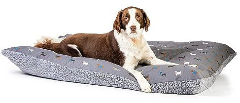 FatFace Hundedecke mit Marsching-Hunden, sehr weich, nachhaltig, Größe M, Grau