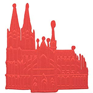 Makotex Bügelbild Kölner Dom Applikation Karneval Kostüm Fasching Köln Rot