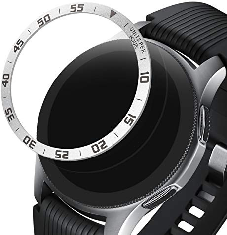 kwmobile Bague de protection compatible avec Samsung Galaxy Watch (46mm) / Galaxy Gear S3 Frontier & Classic - Anneau pour Montre Connectée - argenté-noir