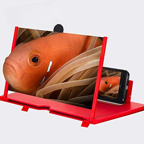 XBSLJ Bildschirm Vergrößerungsglas HD Handy Bildschirm Lupe Verstärker, Film Video Handy Großbildprojektor mit Lautsprecher, Alle Smartphone Zubehör für iPhone und Android (Farbe: Rot)