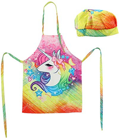 Toyvian 1 Satz Einhorn Schürze Kinderschürzen Bemalen Kinder Füttern Kittel Kochzubehör Für Kinder Jugendschürze Kinder Zeichnen Kittel Malkittel Baby Kunsthandwerk Gradient Polyester