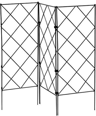 Atroy Traliccio di supporto per piante rampicanti in ferro, 3 pannelli neri a griglia per edera, rosa, uva, cetriolo, clematide, rete pieghevole per piante e fiori, pannelli a griglia in metallo, 20,3