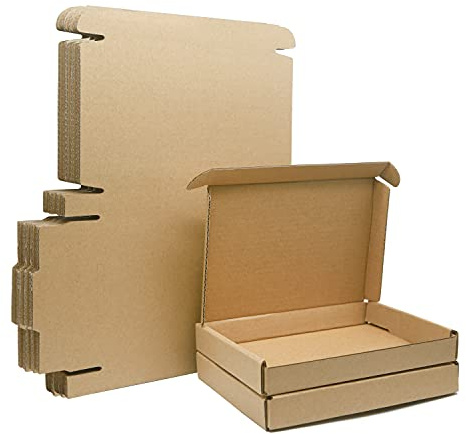 Scatole di spedizione in cartone ondulato, 150x100x20mm grandi scatole postali per la spedizione, scatole di imballaggio marrone per affari, stoccaggio o regalo (25 pezzi)