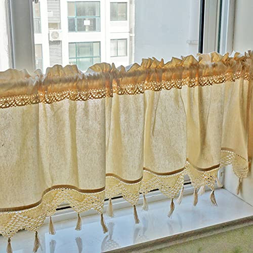 Lsimeru Creme Scheibengardinen Landhausstil Gehäkelt Kurz 45cm Küche Bistrogardine küchengardinen Vintage Shaaby Chic Halbtransparent Kurzstores Gardinen Klein Fenster