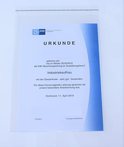 400 St. Schutzhüllen Prospekthüllen Klarsichthüllen, Folie, DIN A4/C4, glasklar, 234 x 324 mm mit 30 mm verschließbarer Klappe zum Schutz von Dokumenten, Zeugnissen, Urkunden, Prospekten, Comicheften