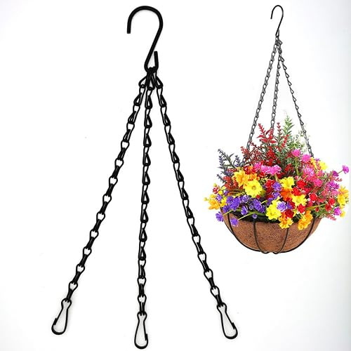NatureMan 6 Stück hängende Kette, robuste 55,9 cm hängende Blumenkorb, verzinkte Ersatzkette – 3-Punkt-Gartenpflanzenaufhänger für den Außenbereich oder