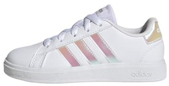 adidas Unisex Kinder Grand Court Lifestyle Lace Tennis Shoes, Cloud White / Iridescent / Cloud White, 30 EU