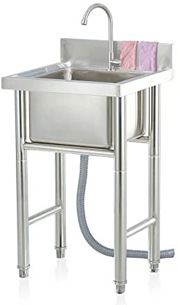 Lavello in acciaio inox con alzatina sottotop Lavello da cucina Lavamani Lavello Standard Commerciale del Dispersore dell'acciaio