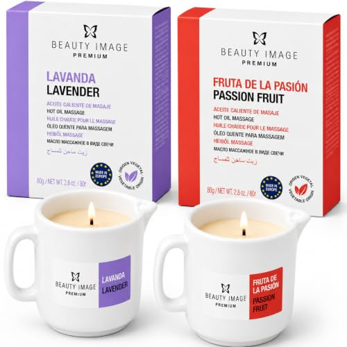 Massagekerze Beauty Image (2 Kerzen (2er-Pack), Passionsfrucht und Lavendel)