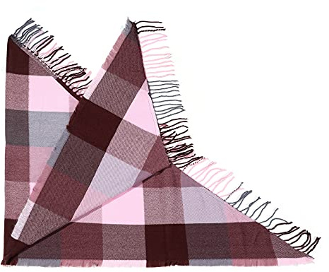 Durio Schal Damen Winter Dreieckstuch Herbstschal Schal Weich Deckenschal Kaschmir Tuch Elegant Mit Fransen Pink Lila Kariert Einheitsgröße