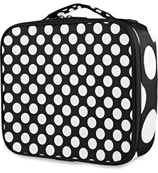 GAIREG Kosmetiktasche mit Würfelblöcken, für Teenager, Mädchen, Damen, Reisen, Kulturbeutel, Schwarz / Grau, Schwarz-Weiß-Punkt