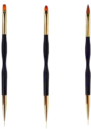 Pinceaux à Ongles, 3 pcs Pinceau à Ongles en Gel, Pinceaux pour Nail Art, Stylo D'art D'ongle à Double Extrémité, pour Nail Art DIY