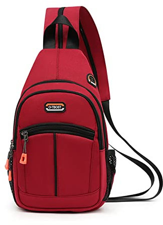 FANDARE Unisex Brusttasche Sling Bag Schulrucksack Sporttasche Herren Damen Schulranzen Umhängetaschen Crossover Rucksack Schultertasche für Outdoor Reisen Camping Wanderrucksäcke Daypacks Weinrot