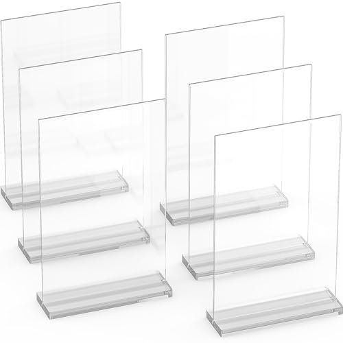 A6 Acryl-Schilderhalter, schlank und vielseitig, polierte Kanten, doppelseitiges Display, einfacher Fotowechsel, Plexiglas-Prospektständer Ideal für Fotos, Schilder, Speisekarten und Tisch-Displays