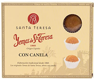 Santa Teresa - Yemas De Santa Teresa Sabor Canela - Dulce Gourmet Artesano. Elaboradas Sin Aditivos Y Sin Conservantes - Estuche de 12 unds. 160gr