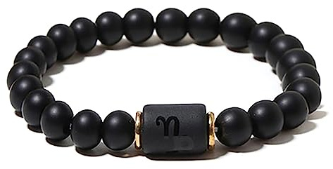ZENSE - Bracelet zodiaque noir étirable homme avec perles Onyx