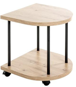 HAKU Beistelltisch auf Rollen Eiche hell schwarz MDF Metall Servierwagen rollbar - Maße: B 40 x H 45 x T 40 cm Style: Modern